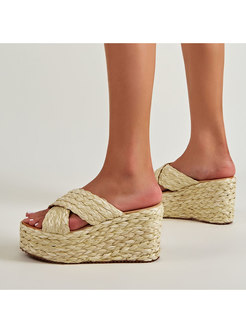 Women Platform Open Toe Slip On Sandals