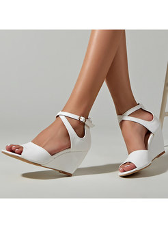Women's Peep Toe Strap Wedge Sandals