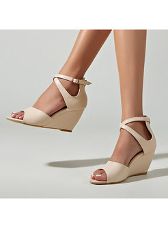 Women's Peep Toe Strap Wedge Sandals