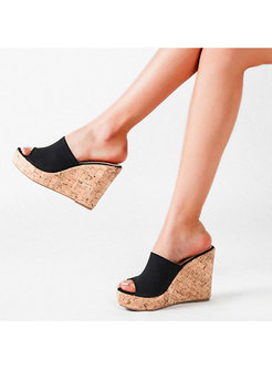 Women Peep Toe High Wedge Slipper Sandals