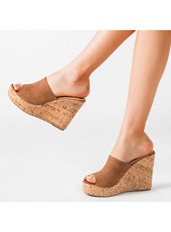 Women Peep Toe High Wedge Slipper Sandals