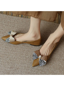 Women Fashion Bow Slip on Flat Shoes