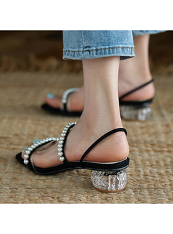 Women Square Toe Heeled Sandals