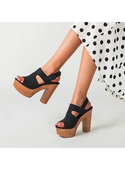 Women's Ankle Strape Summer Chunky Heeled Sandals