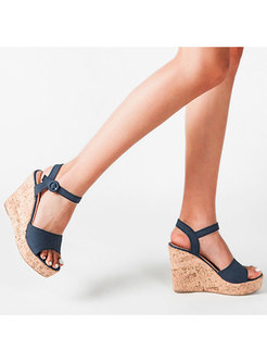 Women's Open Toe Platform Ankle Strap Wedge Sandals
