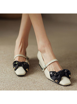Women Strappy Bow Flat Shoes