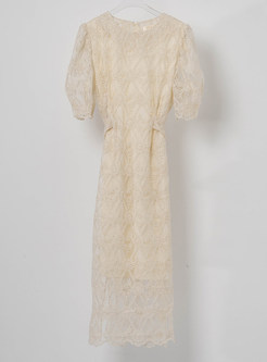 Pretty Lace Puff Sleeve Sheath Dresses