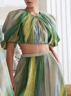 Puff Sleeve Crop Tops & Tie-Dye Maxi Skirts