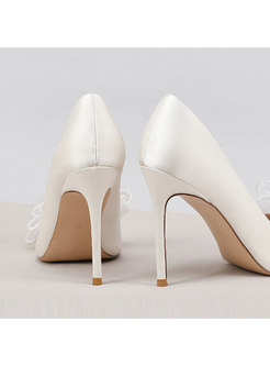 Women's Bow Pointed Toe Slip On Heeled Pumps