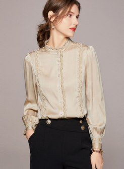 Women Long Sleeve Silk Office Shirt