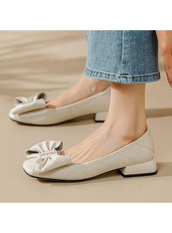 Women Square Toe Chunky Heel Shoes