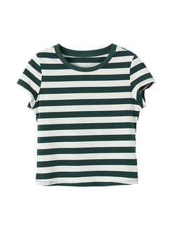 Crew Neck Striped Tops for Women