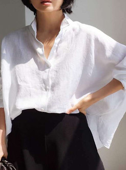 Women Long Sleeve Casual Linen Top Blouse