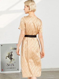 Summer Short Sleeve Patchwork Silk Dress