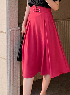 Women's Pretty Empire Waist Solid A-Line Skirts