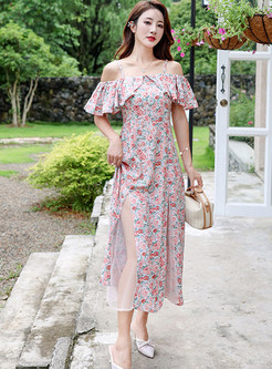 Summer Strapless Floral Print Maxi Dresses