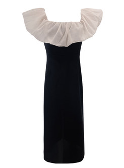 Vintage Off-The-Shoulder Patchwork Prom Dresses