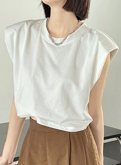 Women's Solid Sleeveless Pure Cotton Crop Tops
