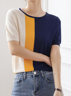 Women Color-Blocked Loose Knit Tops