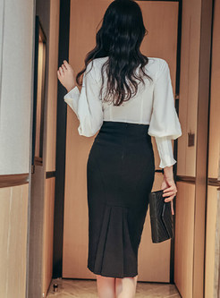 Sexy Long Sleeve Slim Skirt Suits