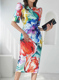 Summer Floral Print Bodycon Dresses