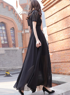 Elegant V-Neck Batwing Sleeve Maxi Dresses