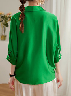 Women's Turn-Down Collar Pleated Blouses