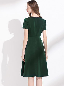 Summer Short Sleeve Green Casual Dress