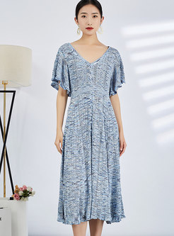 Casual Short Sleeve Midi Knit Dress