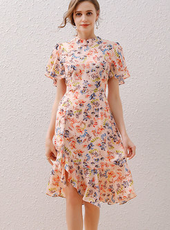 Summer Short Sleeve Floral Slim Dress