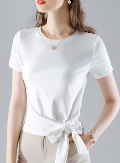 Cotton Knot Detail Tees for Women