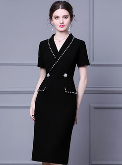 Short Sleeve Elegant Office Bodycon Dress