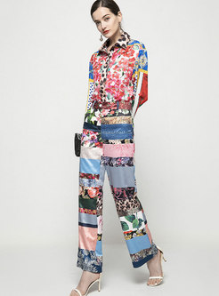 Women Vintage Floral Pant Suit