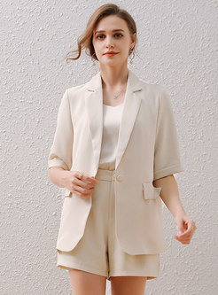 Women Short Sleeve Casual Blazer