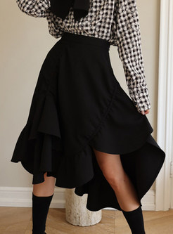 Women Asymmetrical Ruffle Midi Skirts