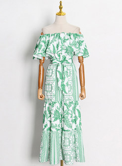 Summer Off-The-Shoulder Floral Print Beach Dresses