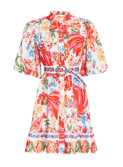 Summer Single-Breasted Floral Print Short Dresses