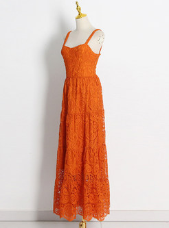 Resort Lace Embroidered Long Slip Dresses