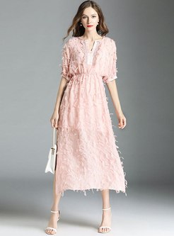 Oversize pink maxi dresses