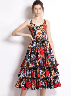 Hot Floral Print Slip Layered Dresses