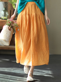Summer Flutter Linen Long Skirts for Women