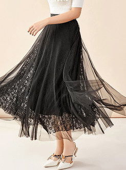 Summer A-line Lace Long Skirt