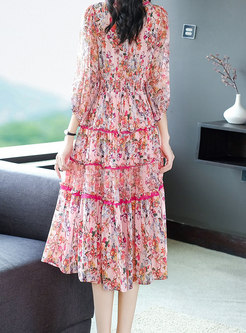 Summer Bohemian Floral Maxi Silk Dress