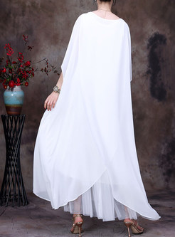 Ethnic Asymmetrical Cape Sleeve Long Dresses