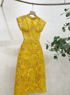 Sweet & Cute Lace Embroidered Yellow Dresses