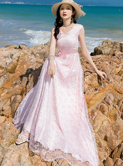 Resort Chiffon Floral Long Beach Dresses