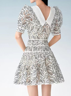 Fashion Puff Sleeve A-Line Mini Dresses