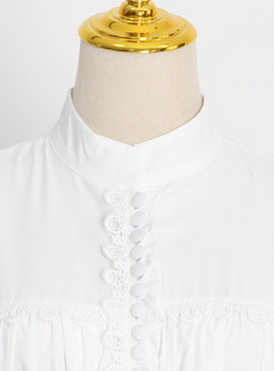 Elegant Long Sleeve Tie Waist White Skater Dresses