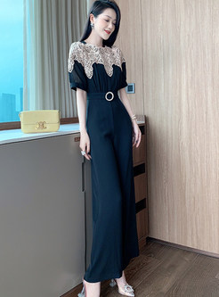Summer Lace Openwork Splicing Jumpsuits for Women