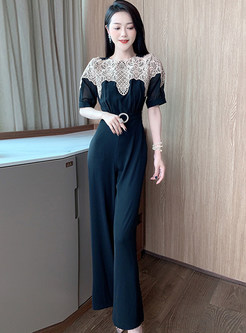 Summer Lace Openwork Splicing Jumpsuits for Women
